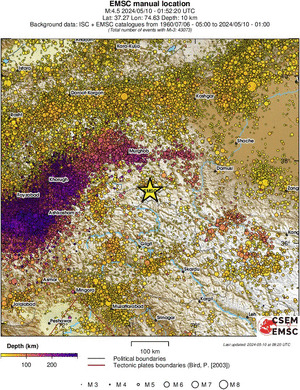 regional depth historical seismicity