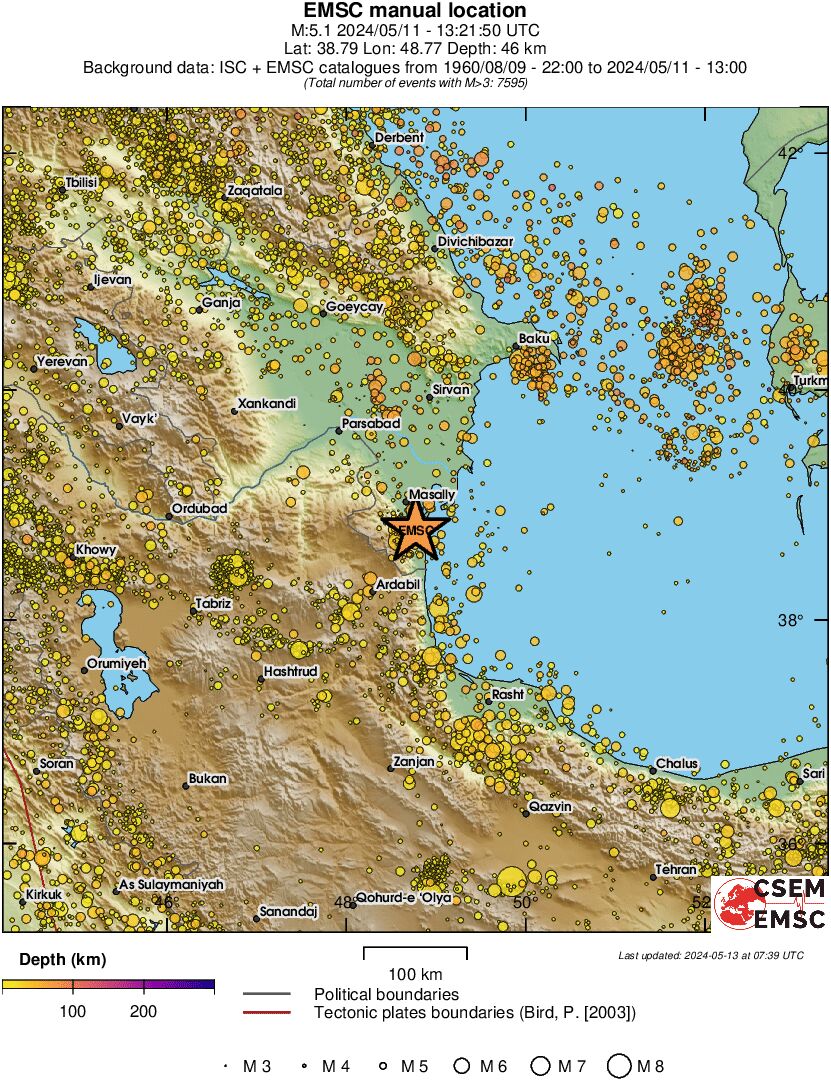 regional depth historical seismicity