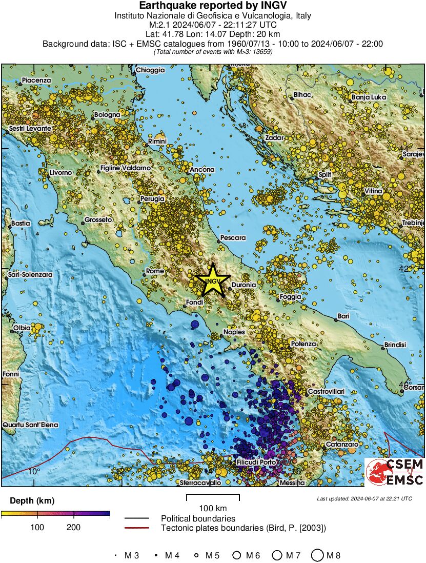 regional depth historical seismicity