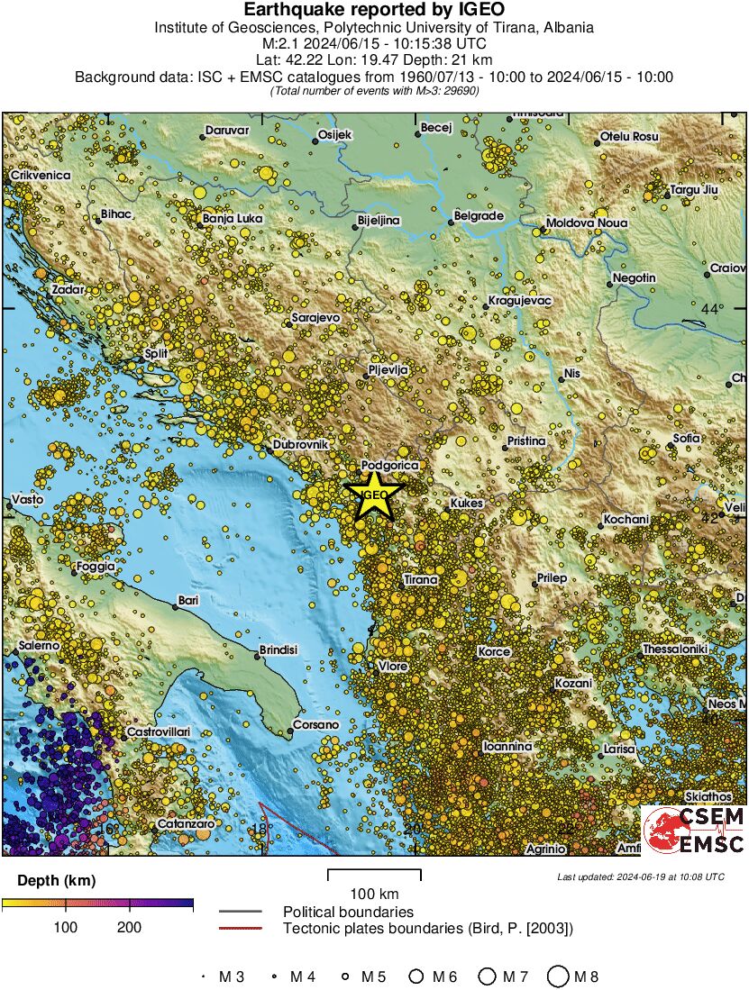 regional depth historical seismicity