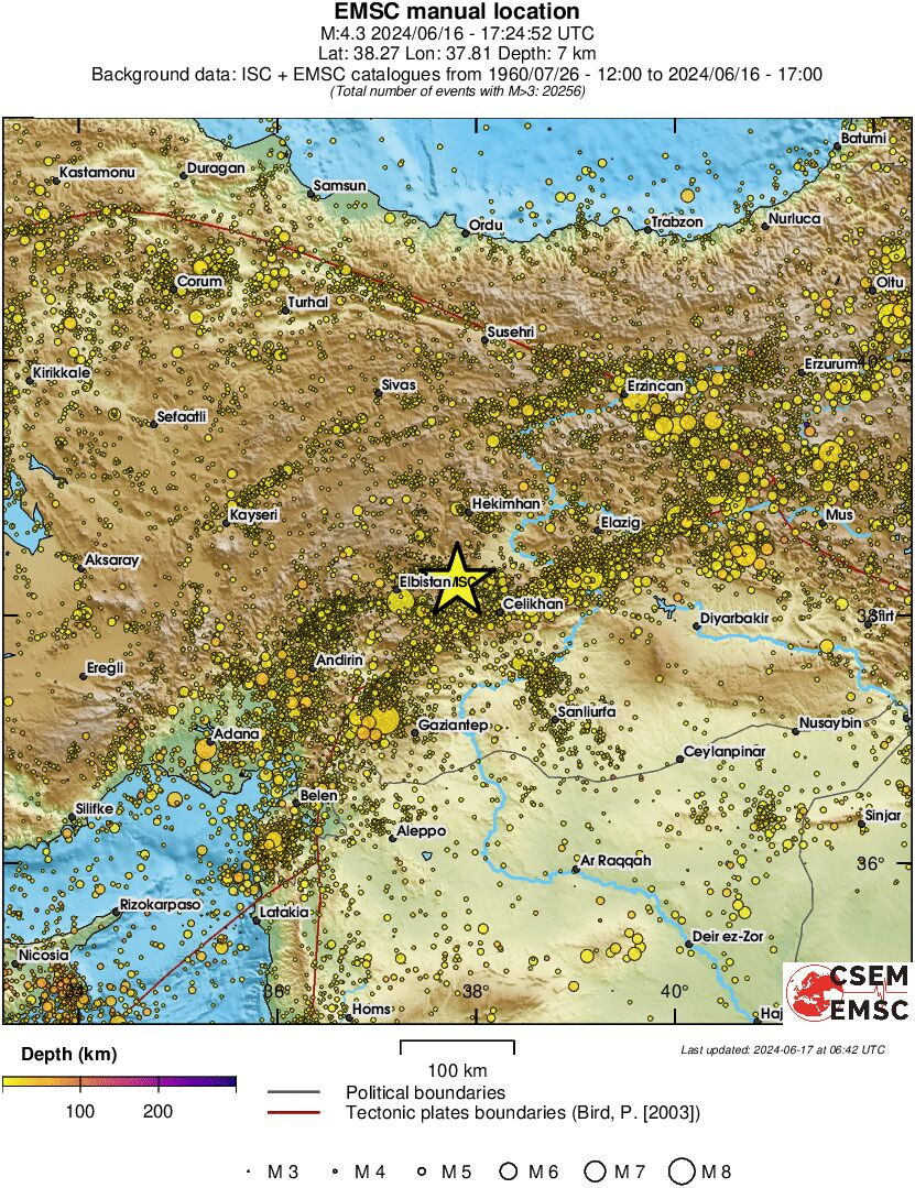 regional depth historical seismicity
