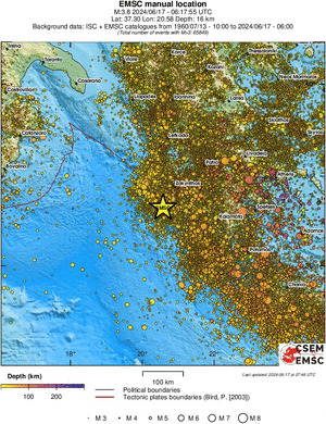 regional depth historical seismicity