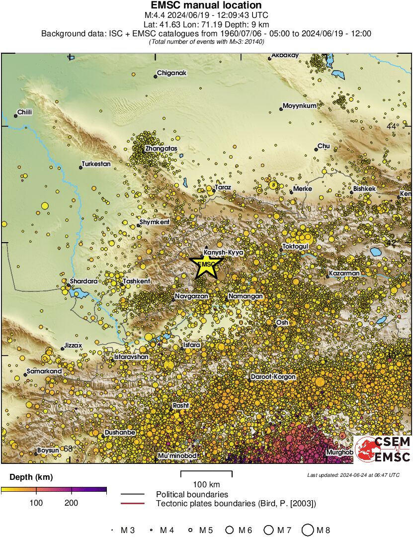 regional depth historical seismicity