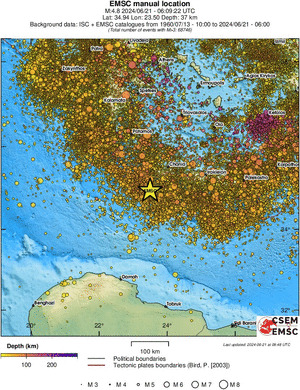 regional depth historical seismicity
