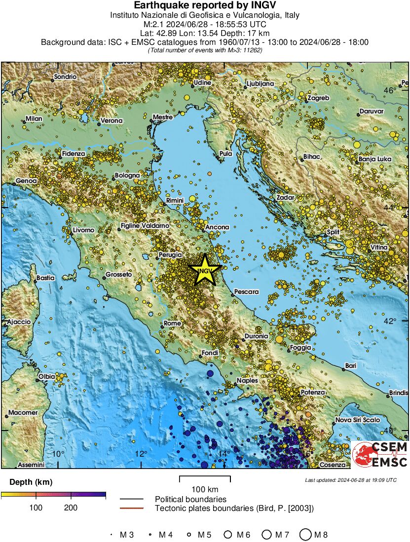 regional depth historical seismicity
