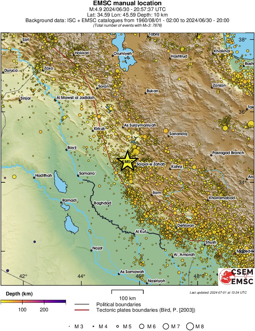 regional depth historical seismicity