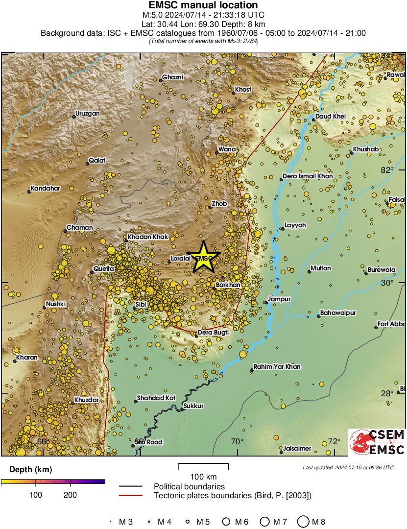 regional depth historical seismicity