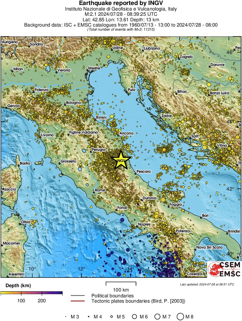 regional depth historical seismicity