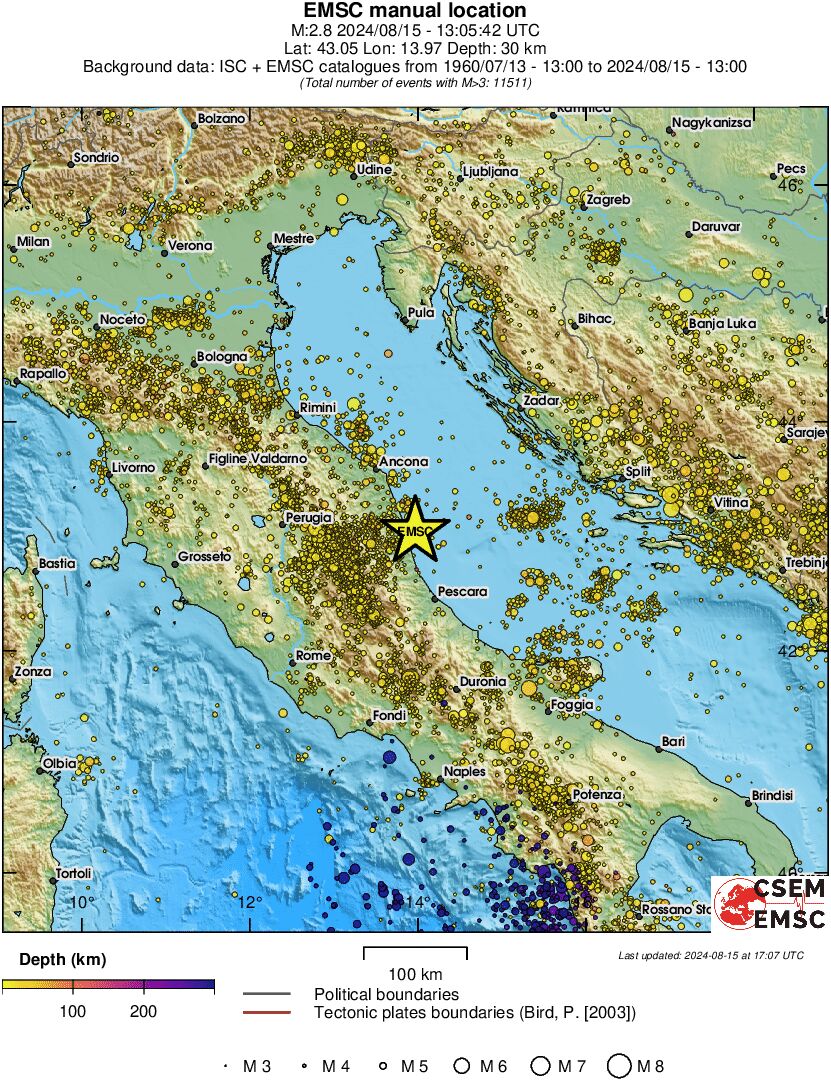 regional depth historical seismicity