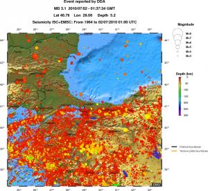 regional depth historical seismicity