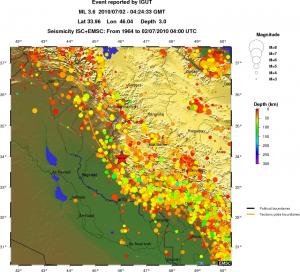 regional depth historical seismicity