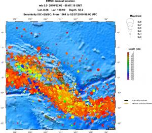 regional depth historical seismicity