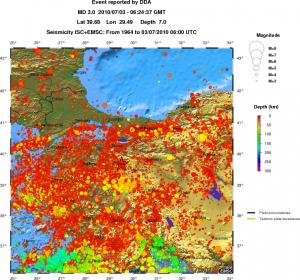 regional depth historical seismicity