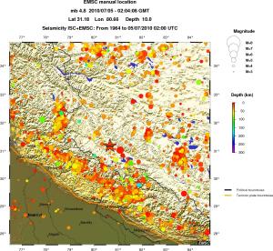 regional depth historical seismicity