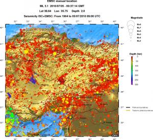 regional depth historical seismicity