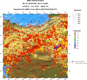 regional depth historical seismicity