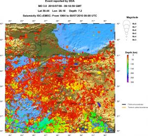 regional depth historical seismicity