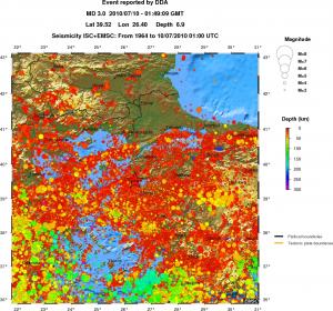 regional depth historical seismicity