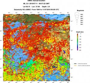 regional depth historical seismicity