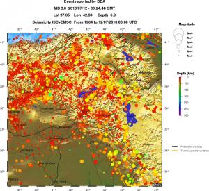 regional depth historical seismicity