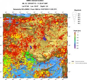 regional depth historical seismicity