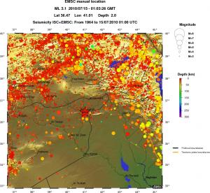 regional depth historical seismicity