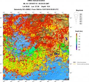 regional depth historical seismicity