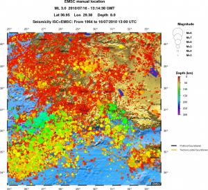 regional depth historical seismicity
