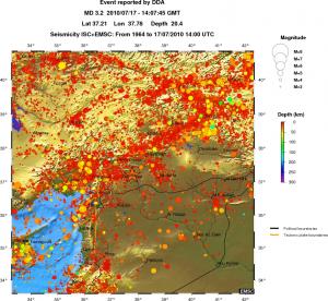 regional depth historical seismicity