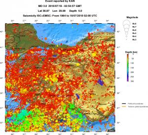 regional depth historical seismicity