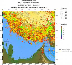 regional depth historical seismicity