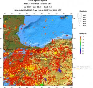 regional depth historical seismicity