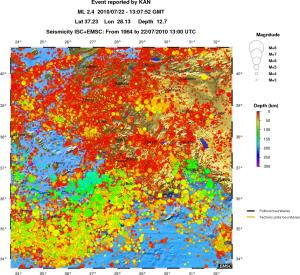 regional depth historical seismicity