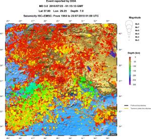 regional depth historical seismicity