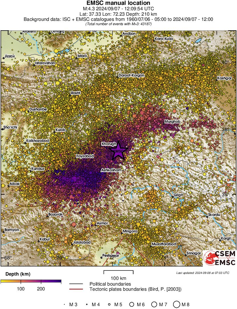 regional depth historical seismicity