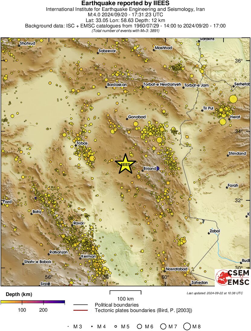 regional depth historical seismicity