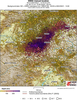 regional depth historical seismicity