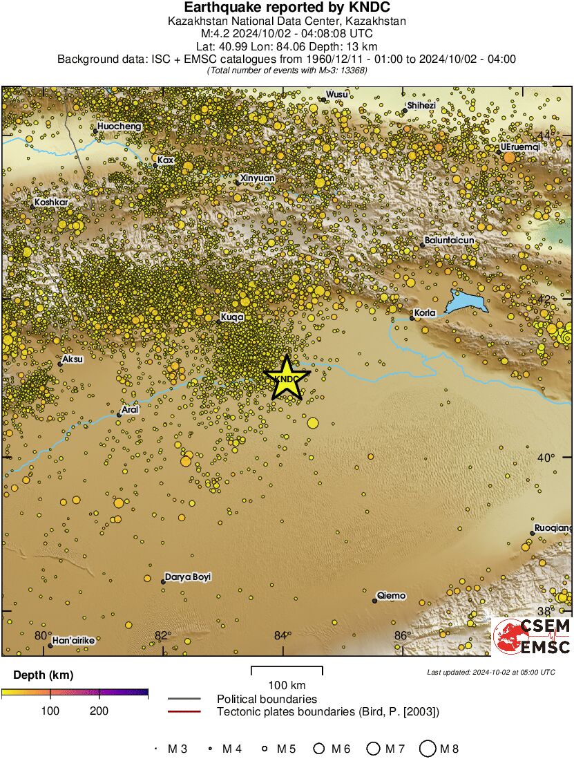 regional depth historical seismicity
