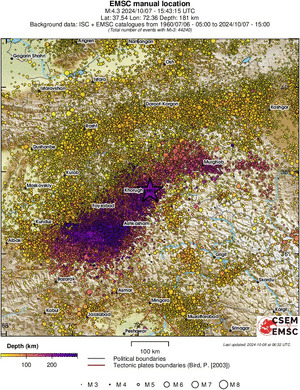 regional depth historical seismicity