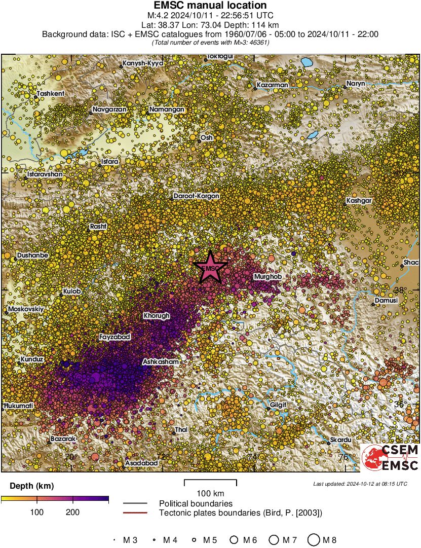 regional depth historical seismicity