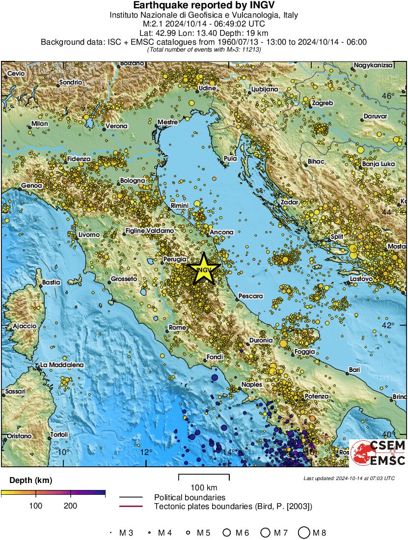 regional depth historical seismicity