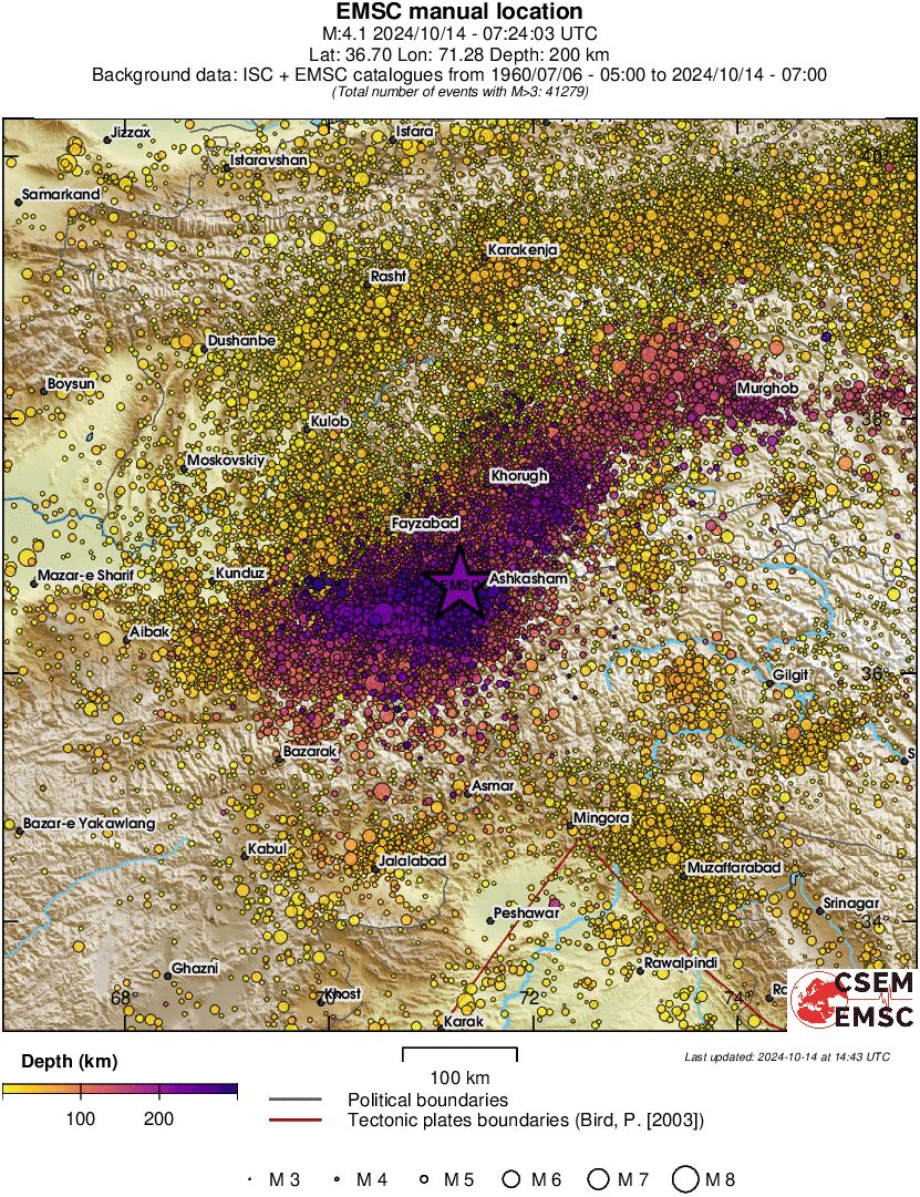 regional depth historical seismicity