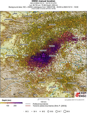 regional depth historical seismicity