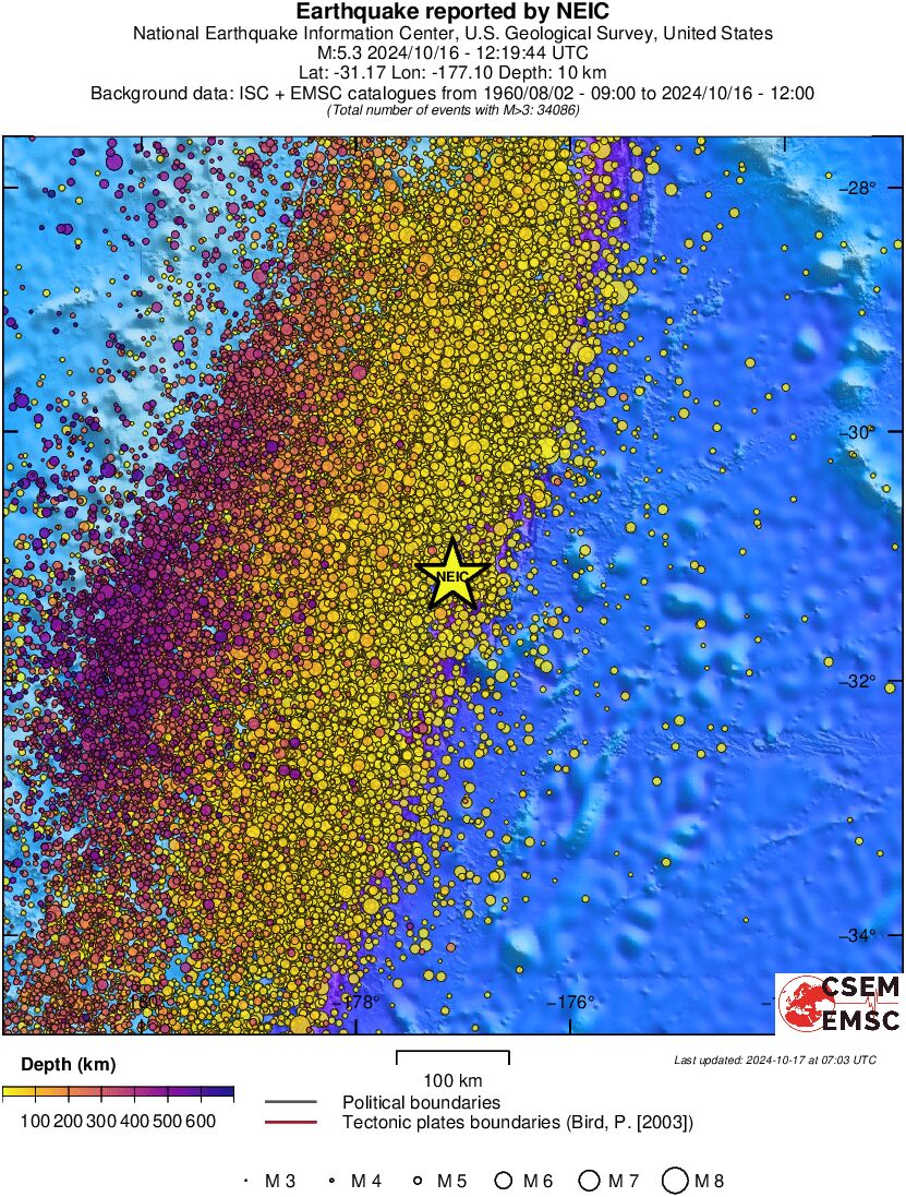 regional depth historical seismicity