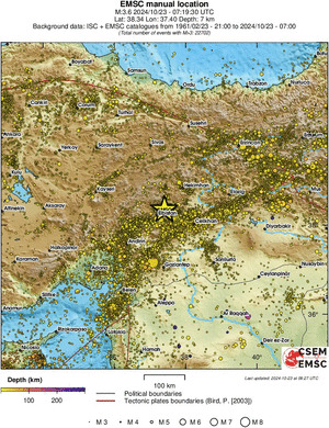 regional depth historical seismicity