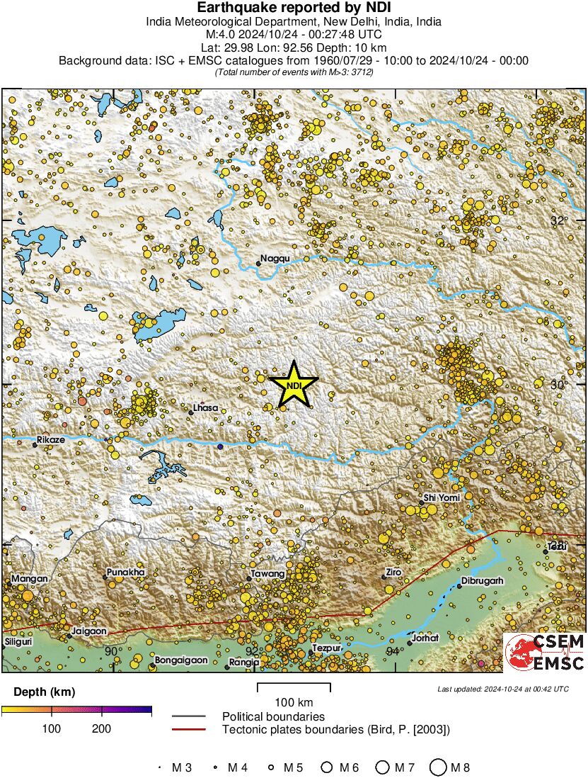 regional depth historical seismicity