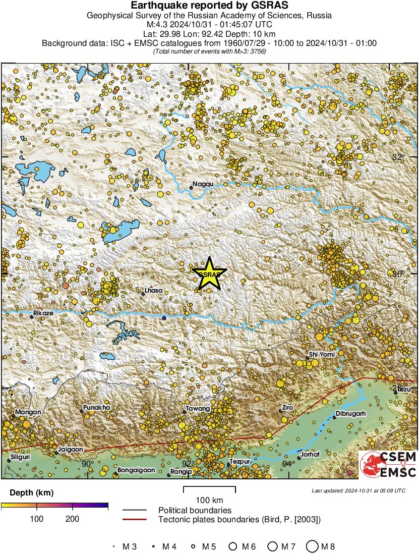 regional depth historical seismicity