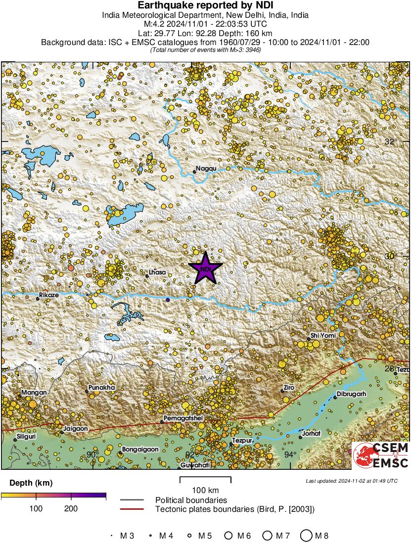 regional depth historical seismicity