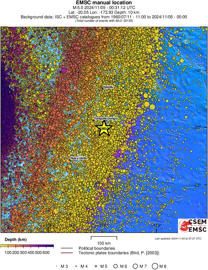 regional depth historical seismicity