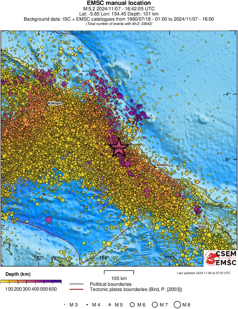 regional depth historical seismicity